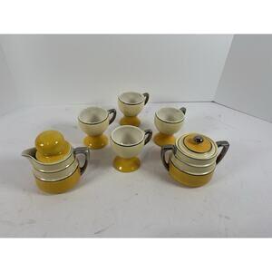 Coorsite Vintage Coffee Tea Set Yellow Cream Pot Sugar 4 Cups 782 783 814